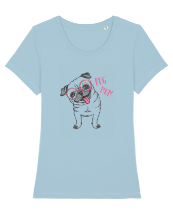 Pug Mom  Sky Blue