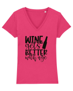 Wine Gets Better With Age Tricou mânecă scurtă guler V Damă Evoker