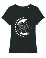 Moon Flower Moon Phases Tricou mânecă scurtă guler larg fitted Damă Expresser
