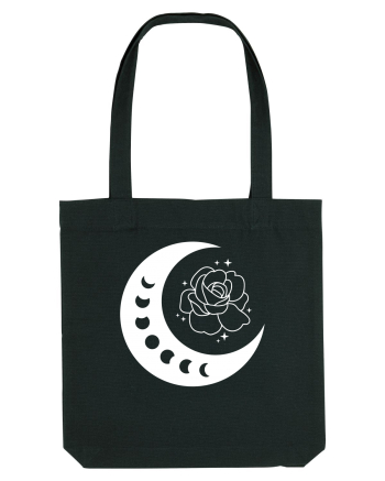 Celestial Moon Phases Flowers Black