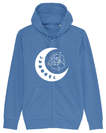 Celestial Moon Phases Flowers Bright Blue