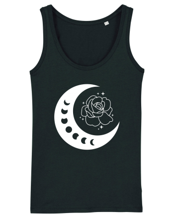 Celestial Moon Phases Flowers Black