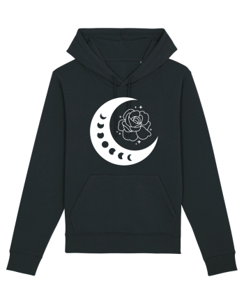 Celestial Moon Phases Flowers Black
