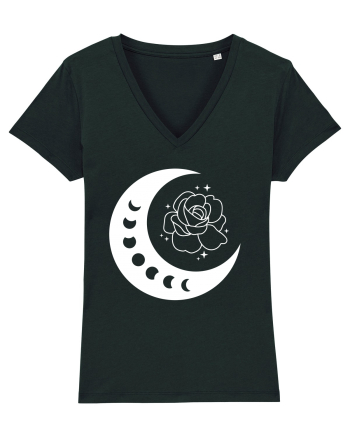 Celestial Moon Phases Flowers Black