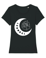 Celestial Moon Phases Flowers Tricou mânecă scurtă guler larg fitted Damă Expresser