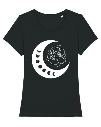Celestial Moon Phases Flowers Black