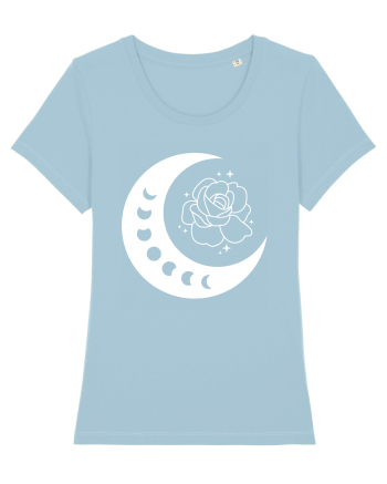 Celestial Moon Phases Flowers Sky Blue
