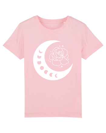 Celestial Moon Phases Flowers Cotton Pink