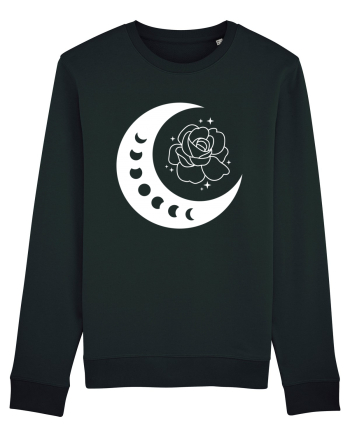 Celestial Moon Phases Flowers Black