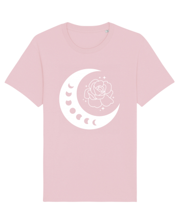 Celestial Moon Phases Flowers Cotton Pink