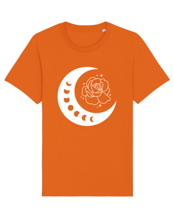 Celestial Moon Phases Flowers Bright Orange