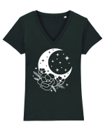 Mystic Moon Flowers Tricou mânecă scurtă guler V Damă Evoker