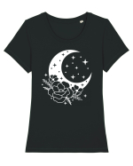 Mystic Moon Flowers Tricou mânecă scurtă guler larg fitted Damă Expresser