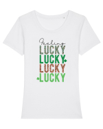 Feeling Lucky Tricou mânecă scurtă guler larg fitted Damă Expresser