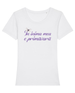 În inima mea e primăvară Tricou mânecă scurtă guler larg fitted Damă Expresser
