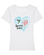 Spring vibes colibri Tricou mânecă scurtă guler larg fitted Damă Expresser