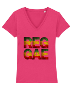 Reggae Music lover Tricou mânecă scurtă guler V Damă Evoker
