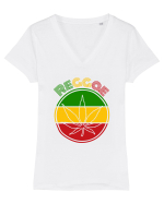 Reggae Music lover Tricou mânecă scurtă guler V Damă Evoker