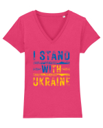 I Stand With Ukraine Tricou mânecă scurtă guler V Damă Evoker