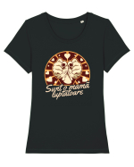 Sunt o mamă luptătoare - culori închise Tricou mânecă scurtă guler larg fitted Damă Expresser