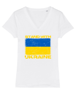Stand with UKRAINE Tricou mânecă scurtă guler V Damă Evoker