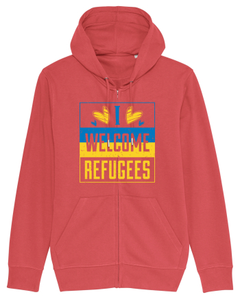 I welcome refugees Carmine Red
