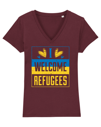 I welcome refugees Burgundy