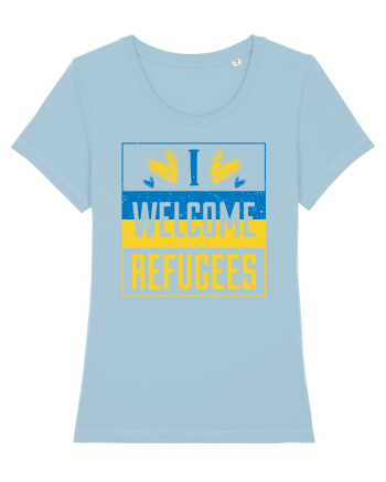 I welcome refugees Sky Blue