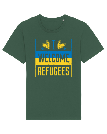 I welcome refugees Bottle Green