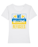 We welcome refugees Tricou mânecă scurtă guler larg fitted Damă Expresser