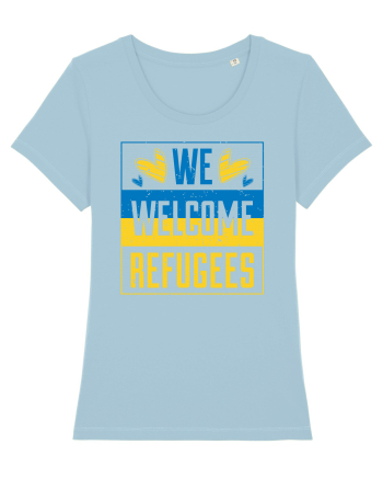 We welcome refugees Sky Blue