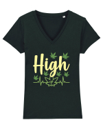 High At Tricou mânecă scurtă guler V Damă Evoker