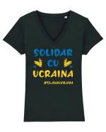 Solidar cu Ucraina Tricou mânecă scurtă guler V Damă Evoker