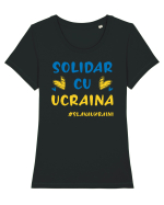 Solidar cu Ucraina Tricou mânecă scurtă guler larg fitted Damă Expresser