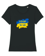 Stop War! Tricou mânecă scurtă guler larg fitted Damă Expresser
