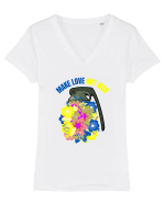 Make Love Not War Tricou mânecă scurtă guler V Damă Evoker