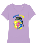 Make Love Not War Tricou mânecă scurtă guler larg fitted Damă Expresser