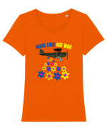 Make Love Not War Tricou mânecă scurtă guler larg fitted Damă Expresser