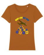 Make Love Not War Tricou mânecă scurtă guler larg fitted Damă Expresser