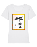 Make music not war Tricou mânecă scurtă guler larg fitted Damă Expresser