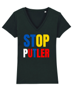 Stop Putler (Putin) Tricou mânecă scurtă guler V Damă Evoker