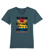 Solidar cu România Tricou mânecă scurtă guler V Bărbat Presenter