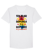 Solidar cu România Tricou mânecă scurtă guler larg Bărbat Skater