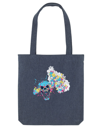 Watercolor Skull Midnight Blue