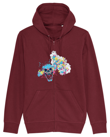 Watercolor Skull Burgundy