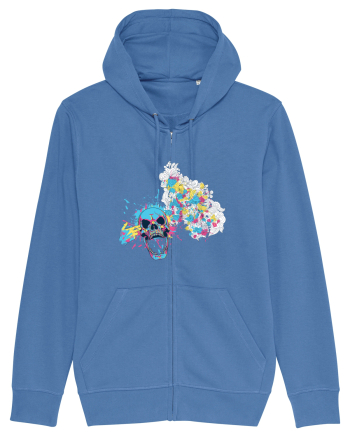 Watercolor Skull Bright Blue