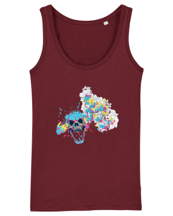 Watercolor Skull Burgundy