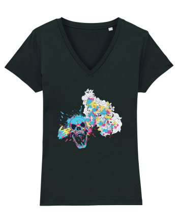 Watercolor Skull Black
