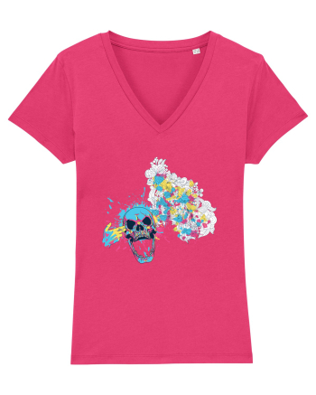 Watercolor Skull Raspberry