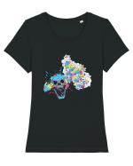 Watercolor Skull Tricou mânecă scurtă guler larg fitted Damă Expresser